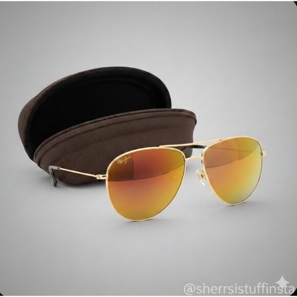 Maui Jim Other - NWOT Maui Jim Cliff House Polarized Aviator Sunglasses W/ Case Mirror Lenses UV